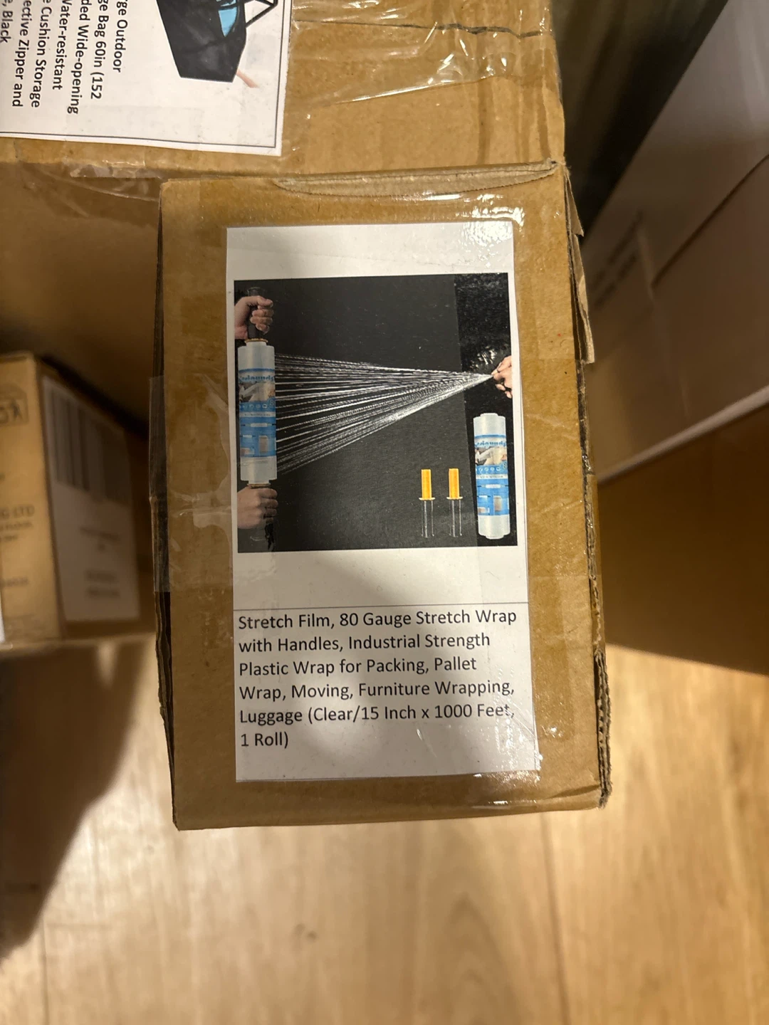 80 Gauge Stretch Film Wrap with Handles - 15 Inch x 1000 Feet