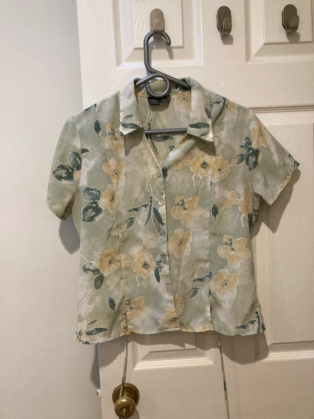 Floral Short Sleeve Button-Up Blouse
