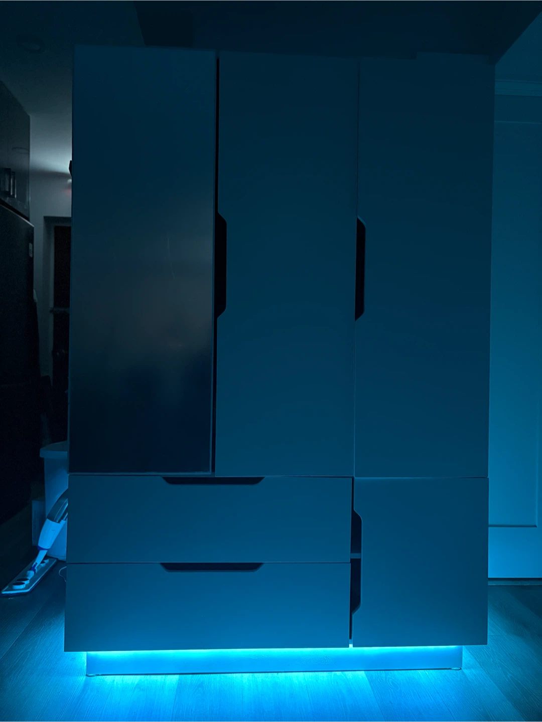 Modern White Wardrobe Closet with Mirror & LED Lights (Like New) - photo 3