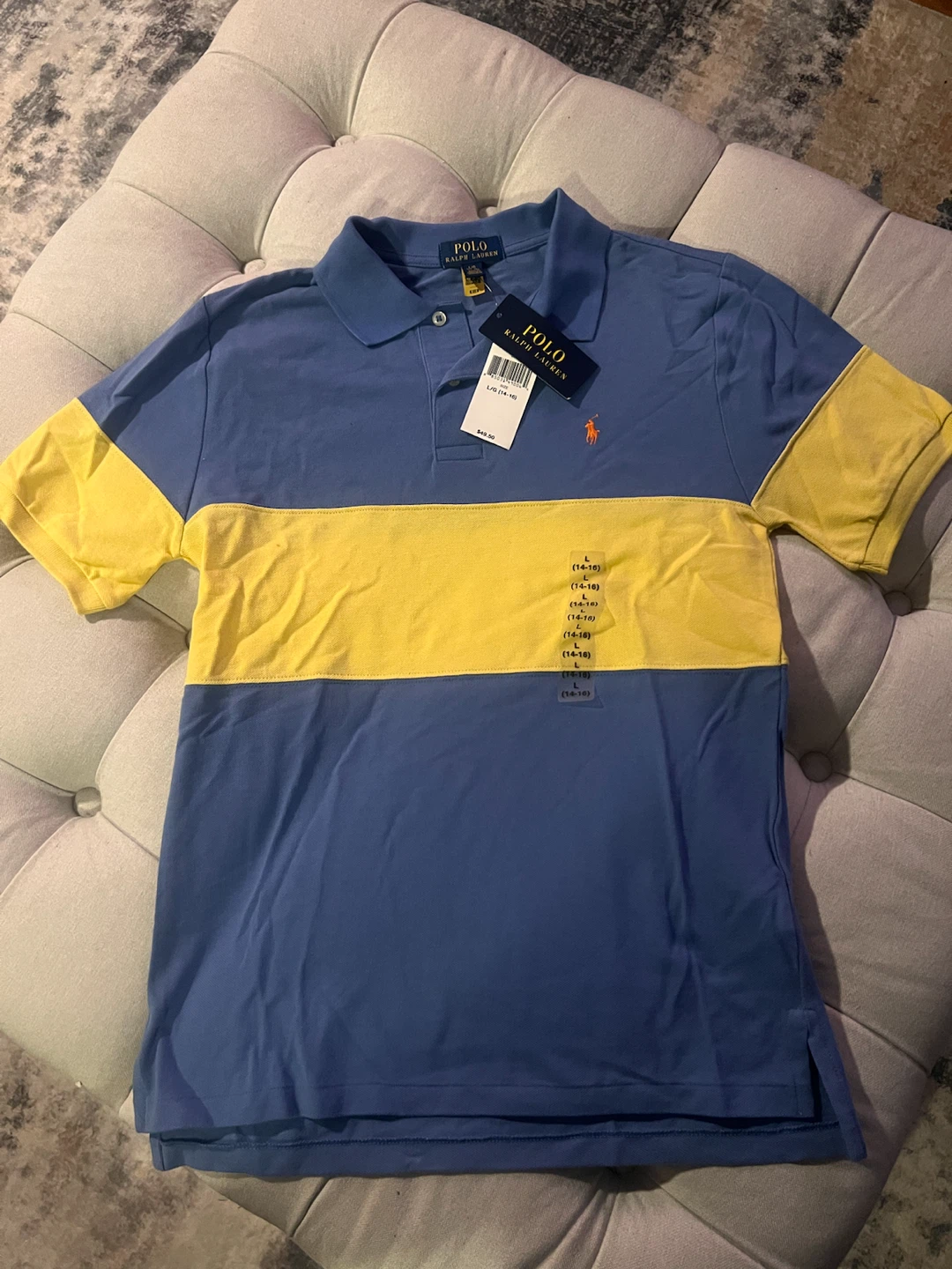 Boys Polo Ralph Lauren Blue & Yellow Polo Shirt - L/G (14-16) - photo 3