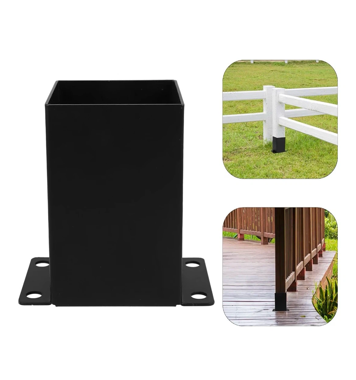 Black Carbon Steel Post Anchor Bracket for 4x4 Posts - photo 3