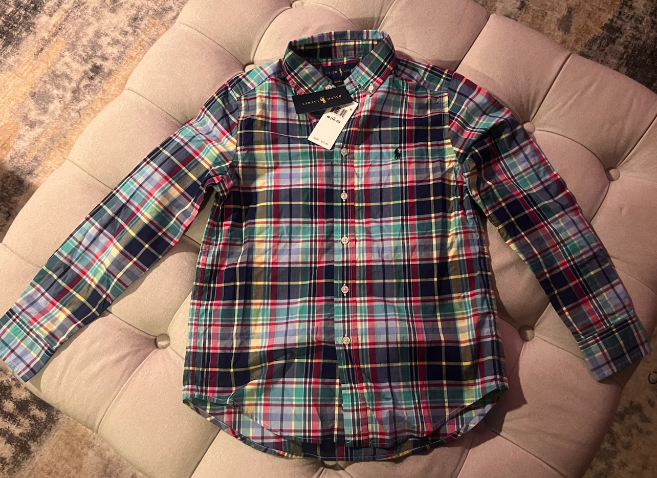 Kids Old Navy Plaid Button-Down Shirt  M (10-12) - photo 3