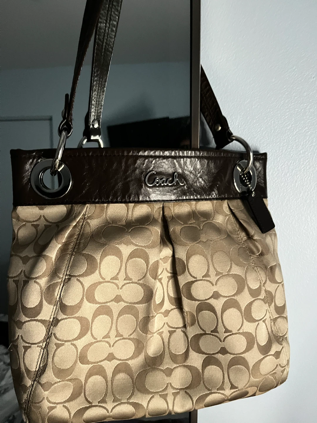 Coach Brown Signature Monogram Tote Bag