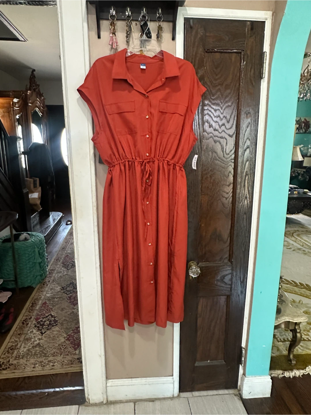 Old Navy Orange Button-Down Shirtdress XL
