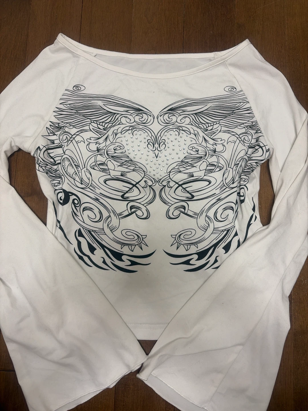 white rhinestone top - size small