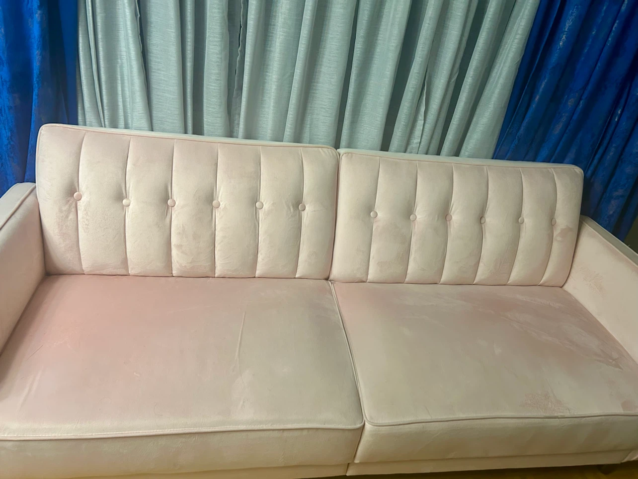 Pink Velvet Tufted Sofa bed