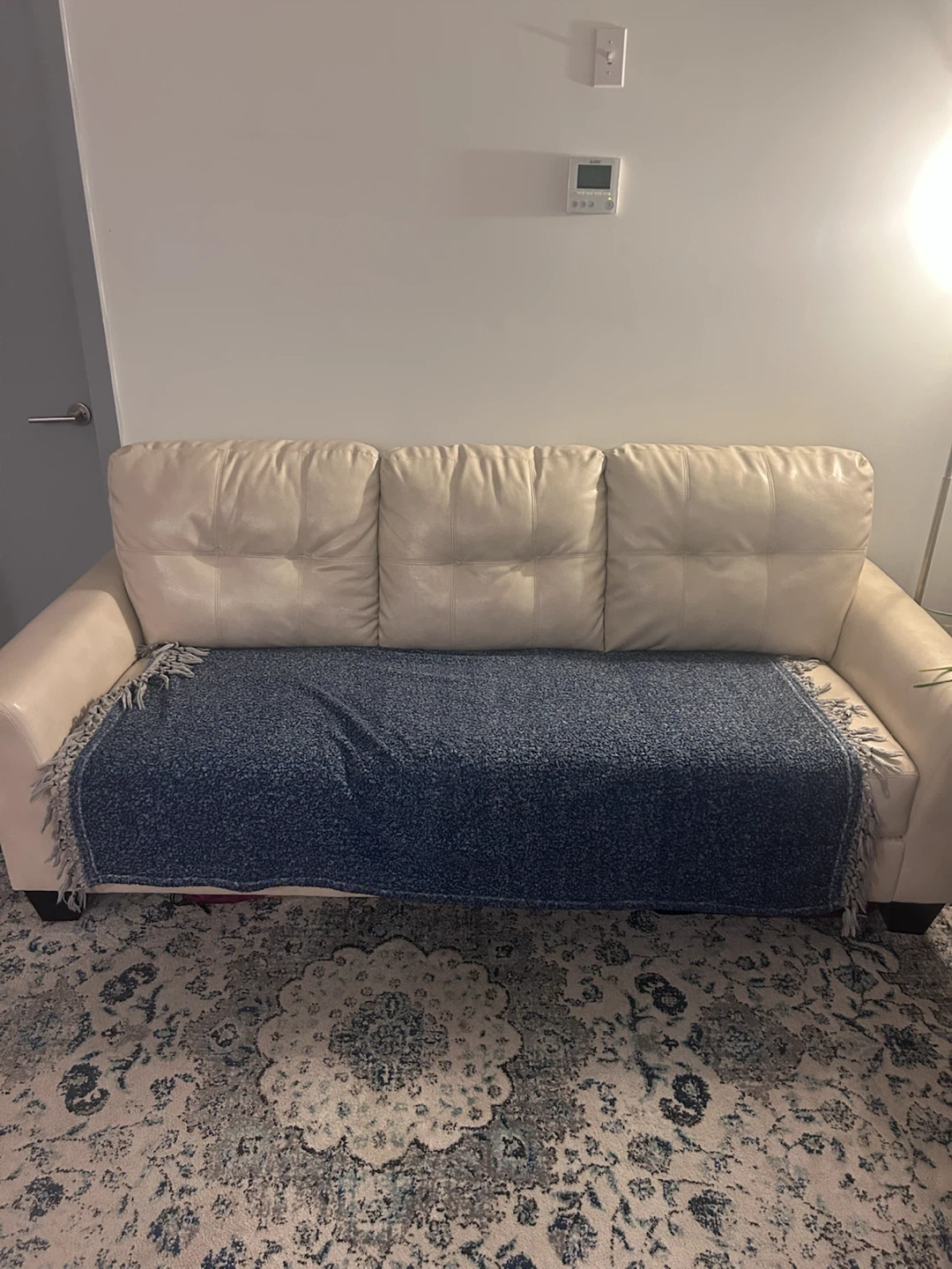 Cream Leather Sofa