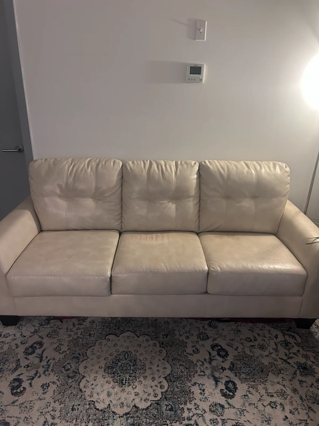 Cream Leather Sofa - photo 3