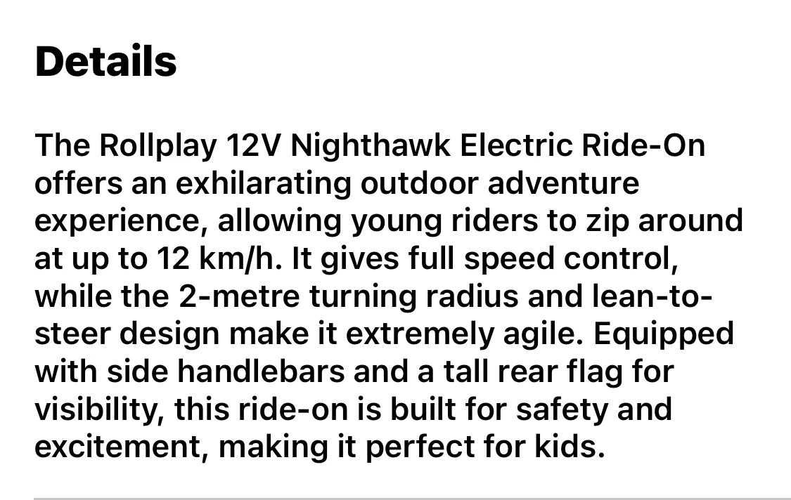 Rollplay 12V Nighthawk Electric Ride-On - photo 5