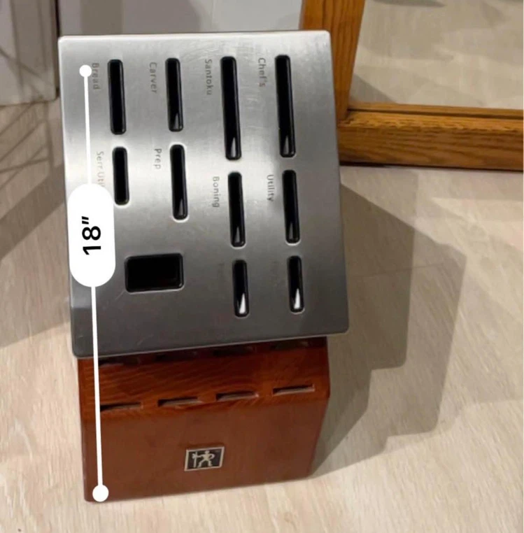 Wooden Knife Block with Metal Trim - 18" Long - photo 2