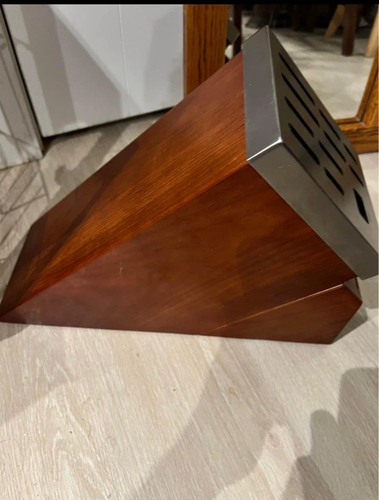 Wooden Knife Block with Metal Trim - 18" Long - photo 5