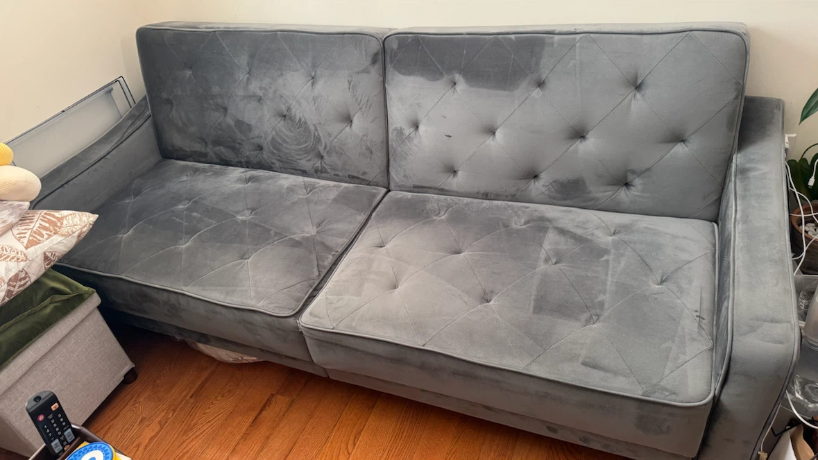 Grey Velvet Tufted Sofa bed