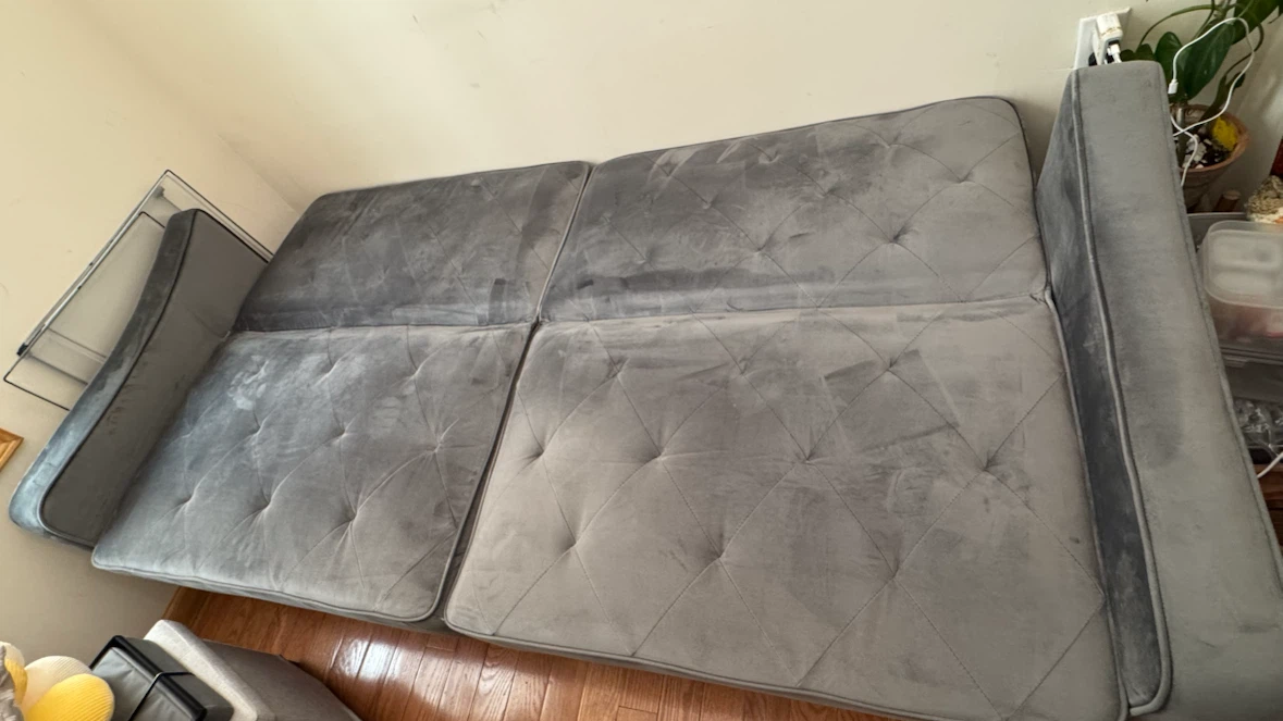 Grey Velvet Tufted Sofa bed - photo 2