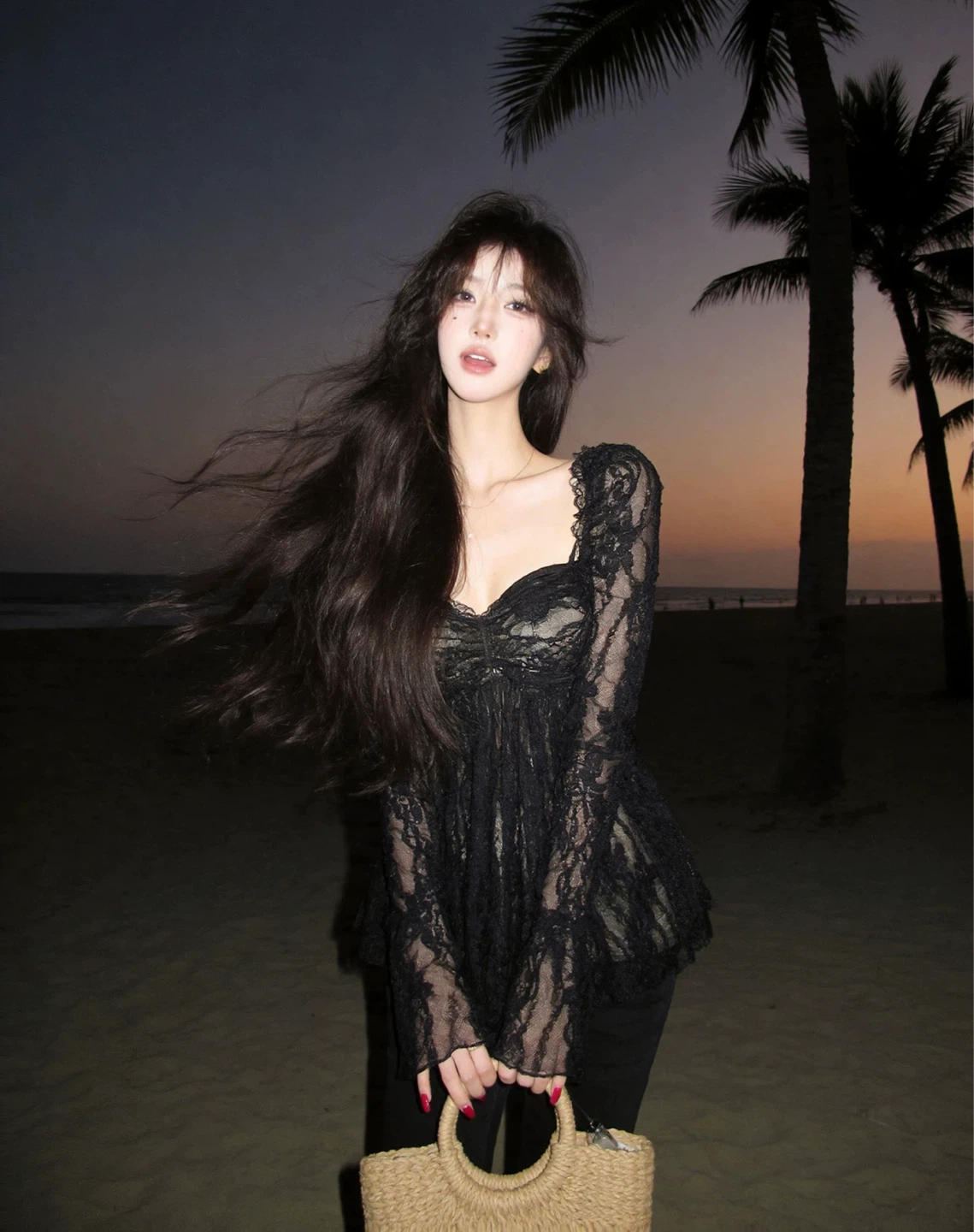black lace top