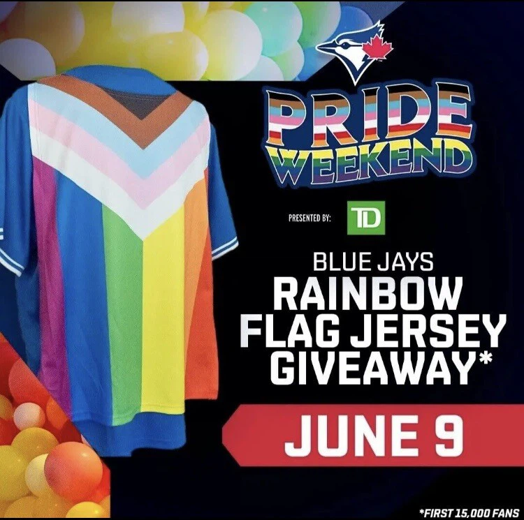 BRAND NEW - Toronto Blue Jays Rainbow Flag Jersey Giveaway - photo 3