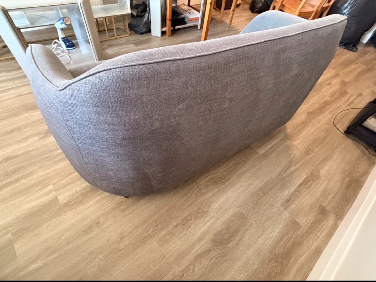Grey fabric loveseat sofa