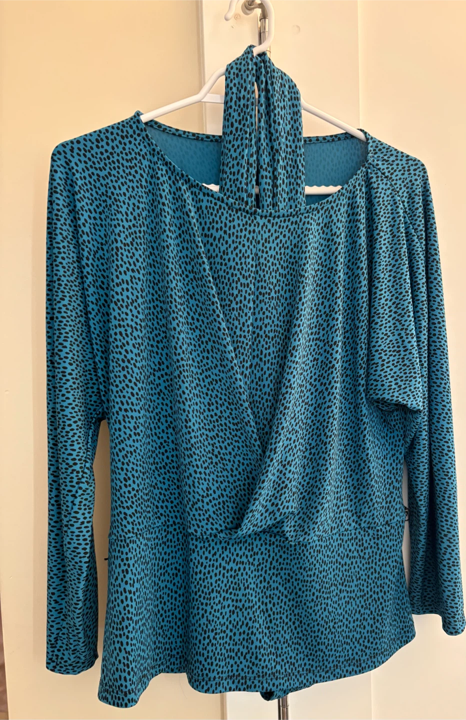 Banana Republic Blue & Black Animal Print Long Sleeve Top Size L