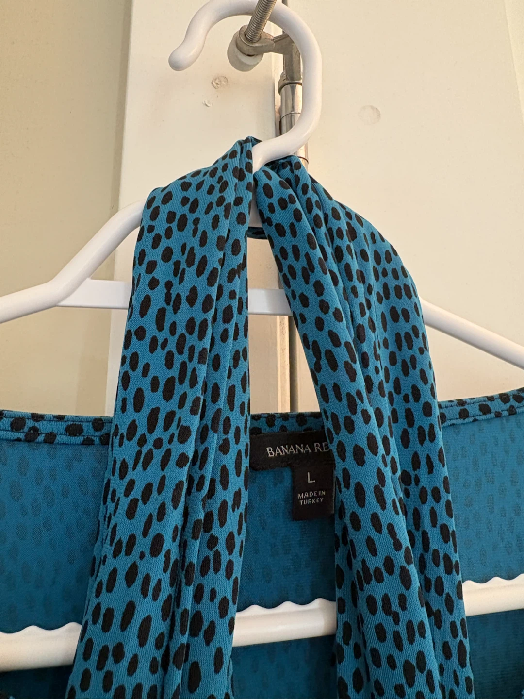 Banana Republic Blue & Black Animal Print Long Sleeve Top Size L - photo 2