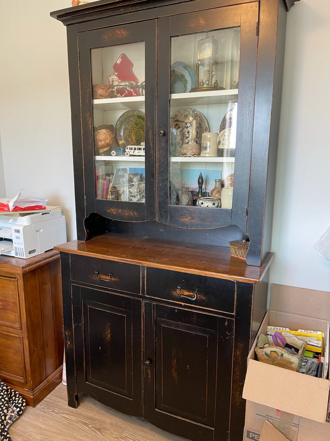 Black Hutch with Glass Doors - photo 2