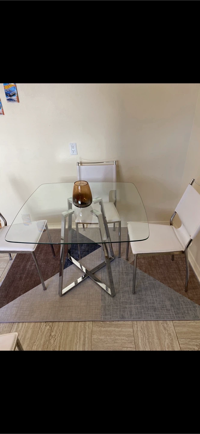 Glass Dining Table And 4 Matching Chairs