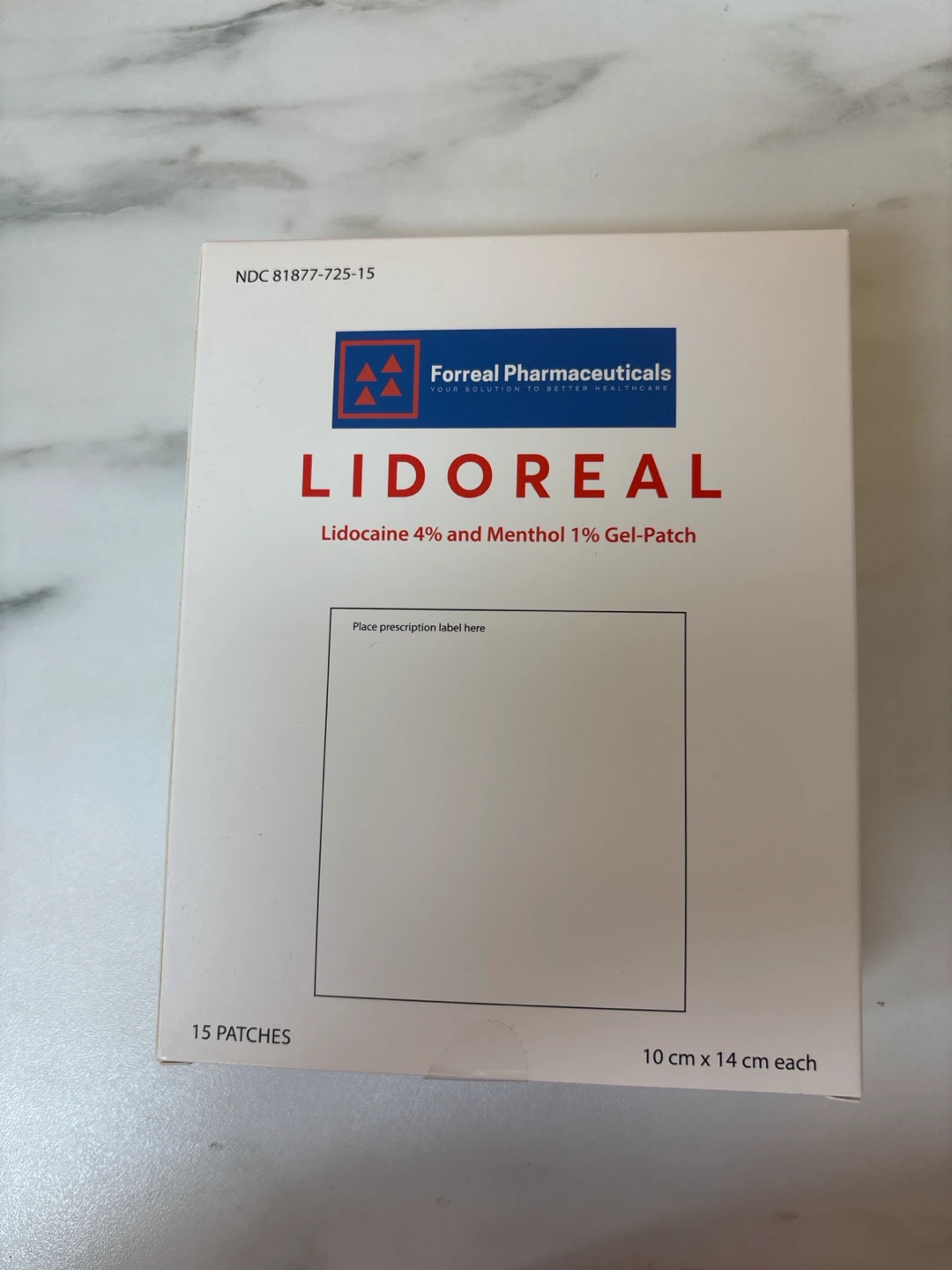 LIDOREAL Lidocaine 4% & Menthol 1% Gel-Patch (15 Patches)