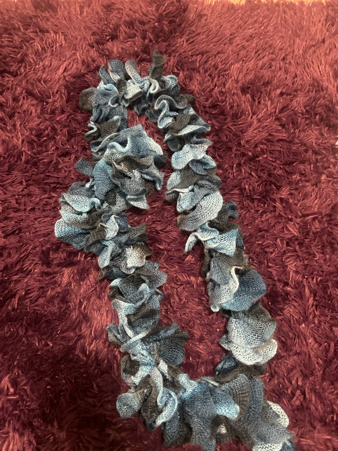 Blue and Black Ruffle Scarf