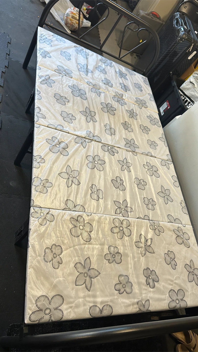 Black Metal Frame Folding Bed with Mattress - photo 4