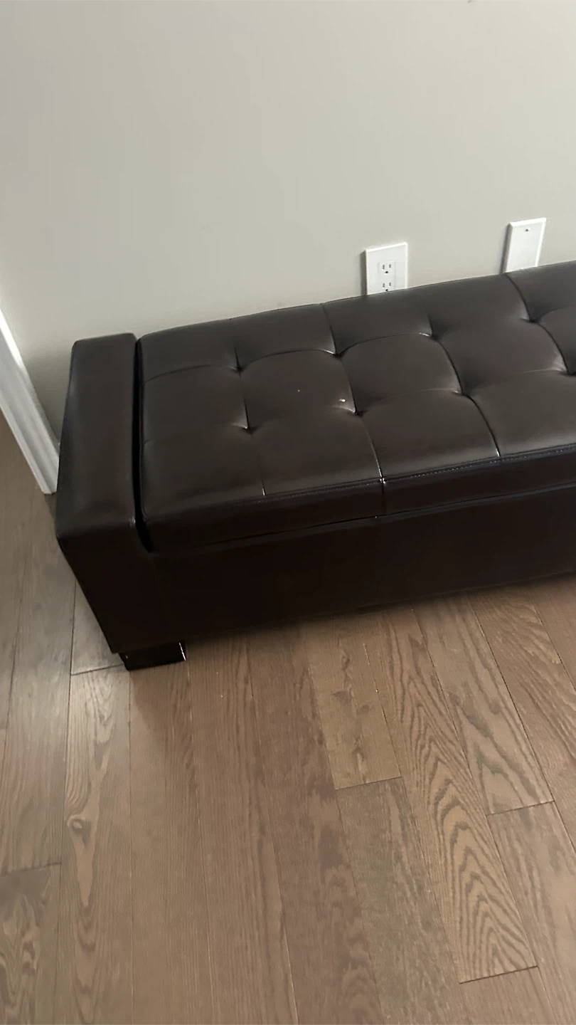 Brown Faux Leather Storage Bench Ottoman - photo 2