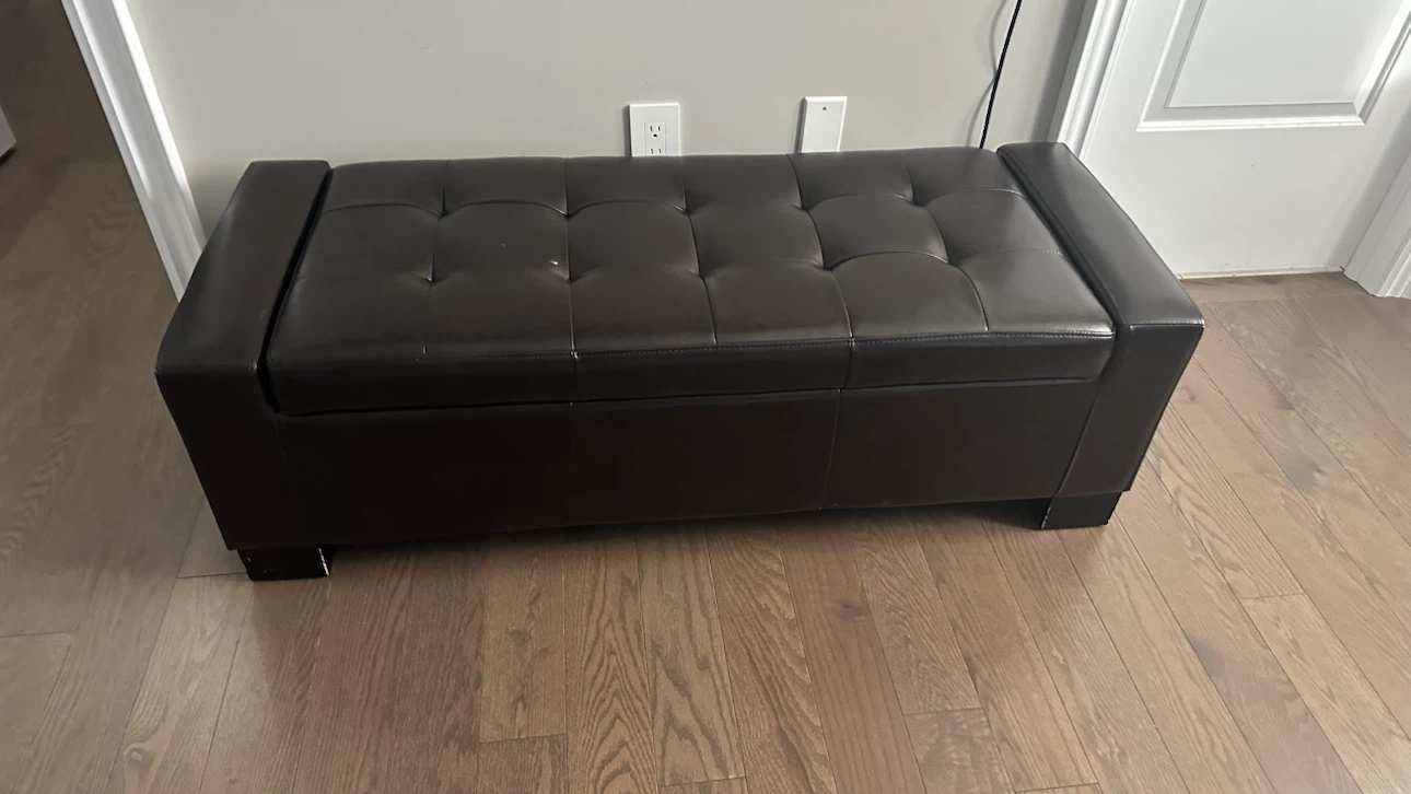 Brown Faux Leather Storage Bench Ottoman - photo 3