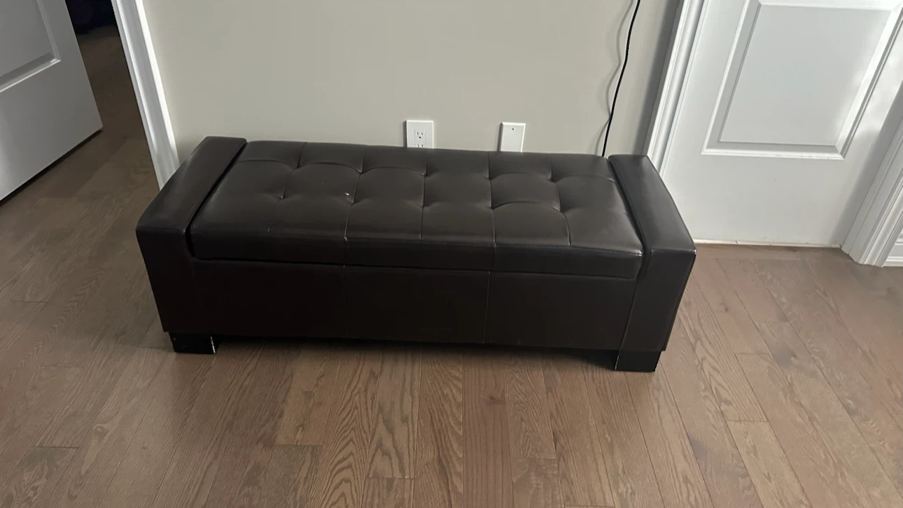 Brown Faux Leather Storage Bench Ottoman - photo 4