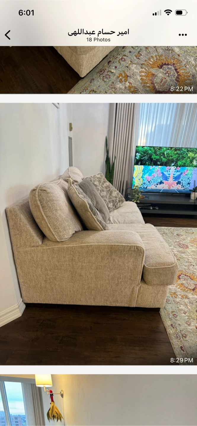 Beige Sofa with Accent Pillows - photo 2
