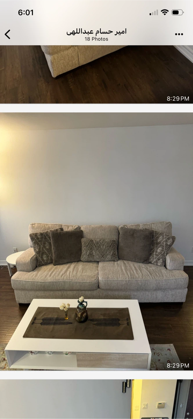 Beige Sofa with Accent Pillows - photo 5