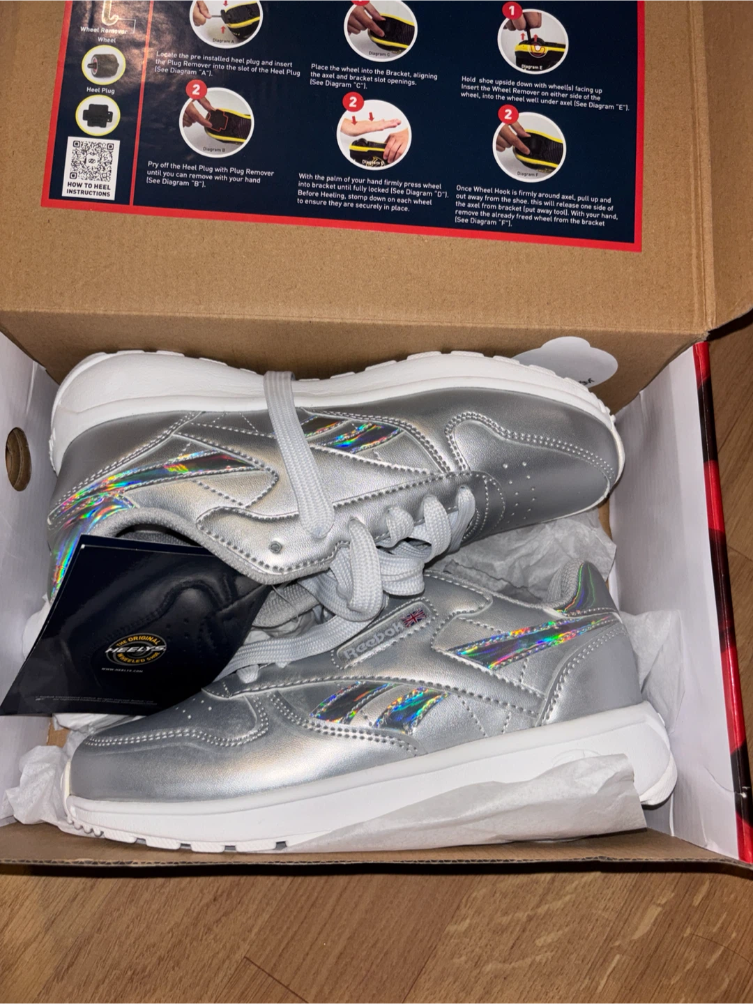 Reebok Youth Classic Wheeled Shoes Silver