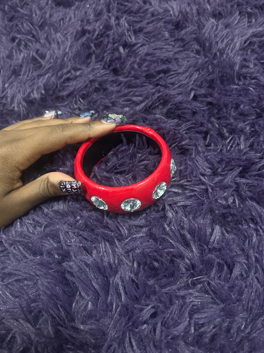 Red Bangle with Rhinestones