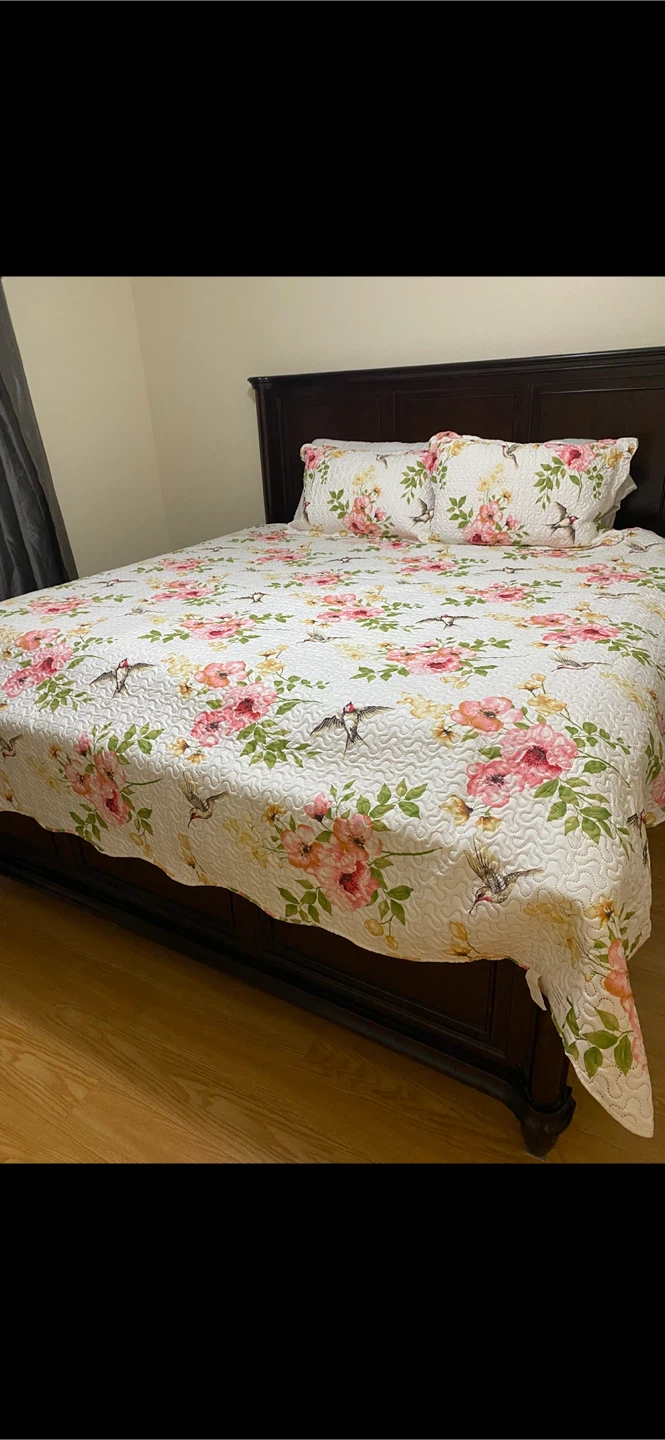 Dark Wood King Size Mattress And Bed Frame with Nightstands