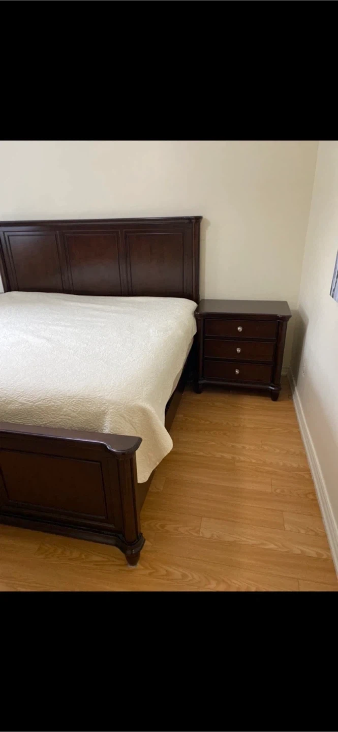 Dark Wood King Size Mattress And Bed Frame with Nightstands - photo 3