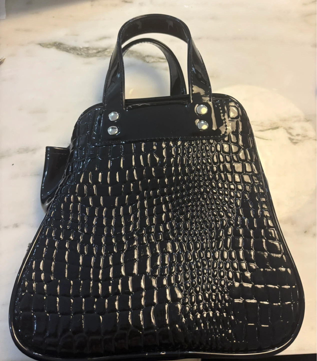 Comme des garçons Black Patent Croc Mini Handbag - photo 2