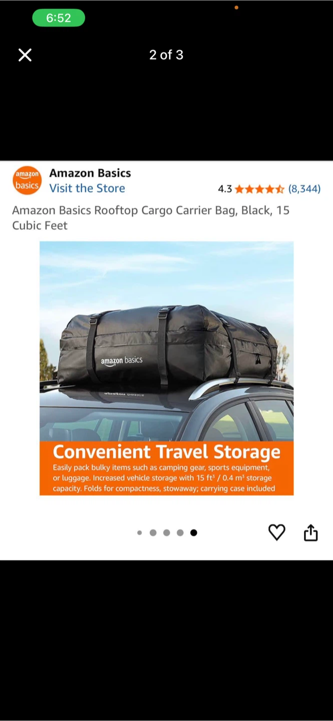 Amazon Basics Rooftop Cargo Carrier Bag