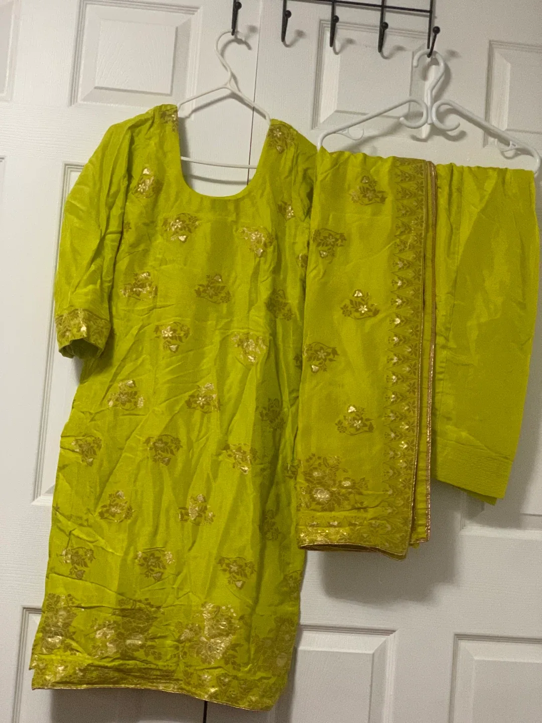 Lime Green Embroidered Salwar Kameez with Dupatta