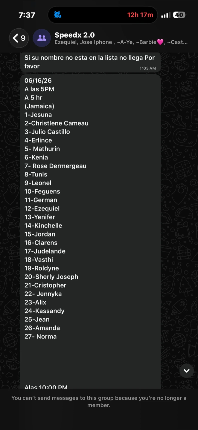 SpeedX 2.0 Group List