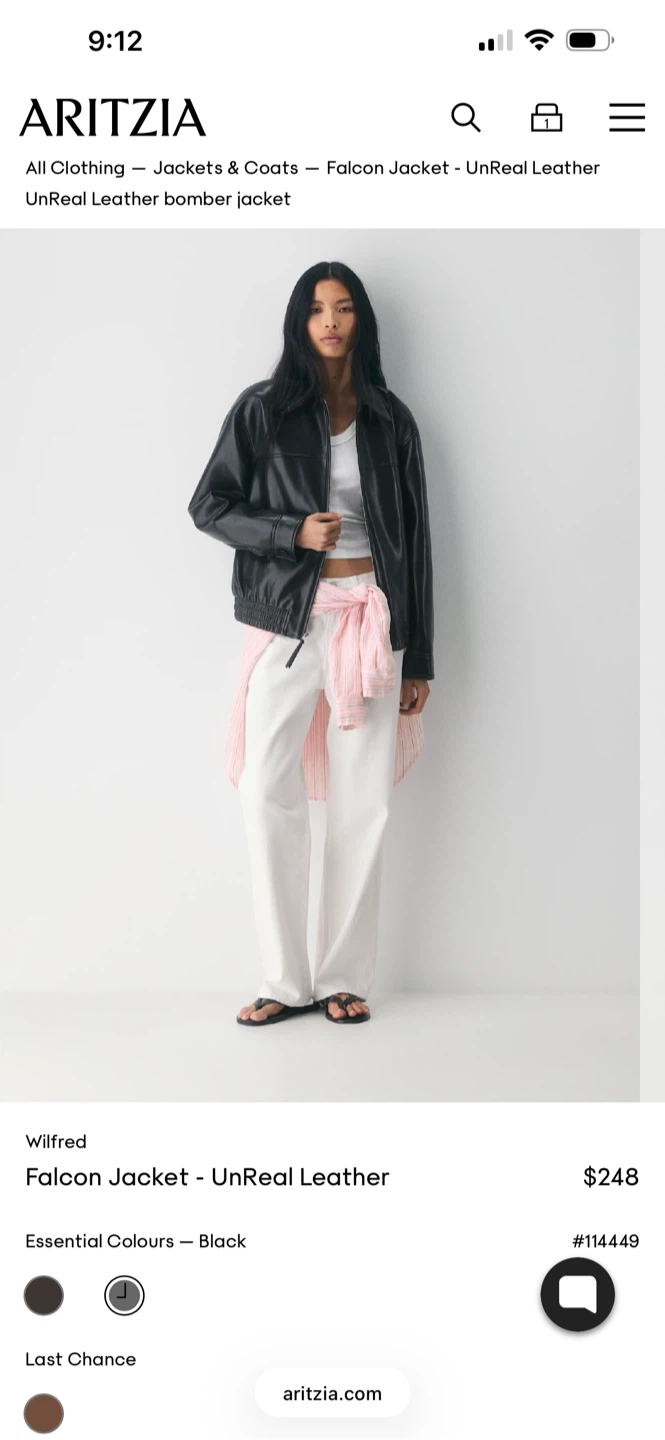 Aritzia Wilfred Falcon Jacket - Leather Bomber