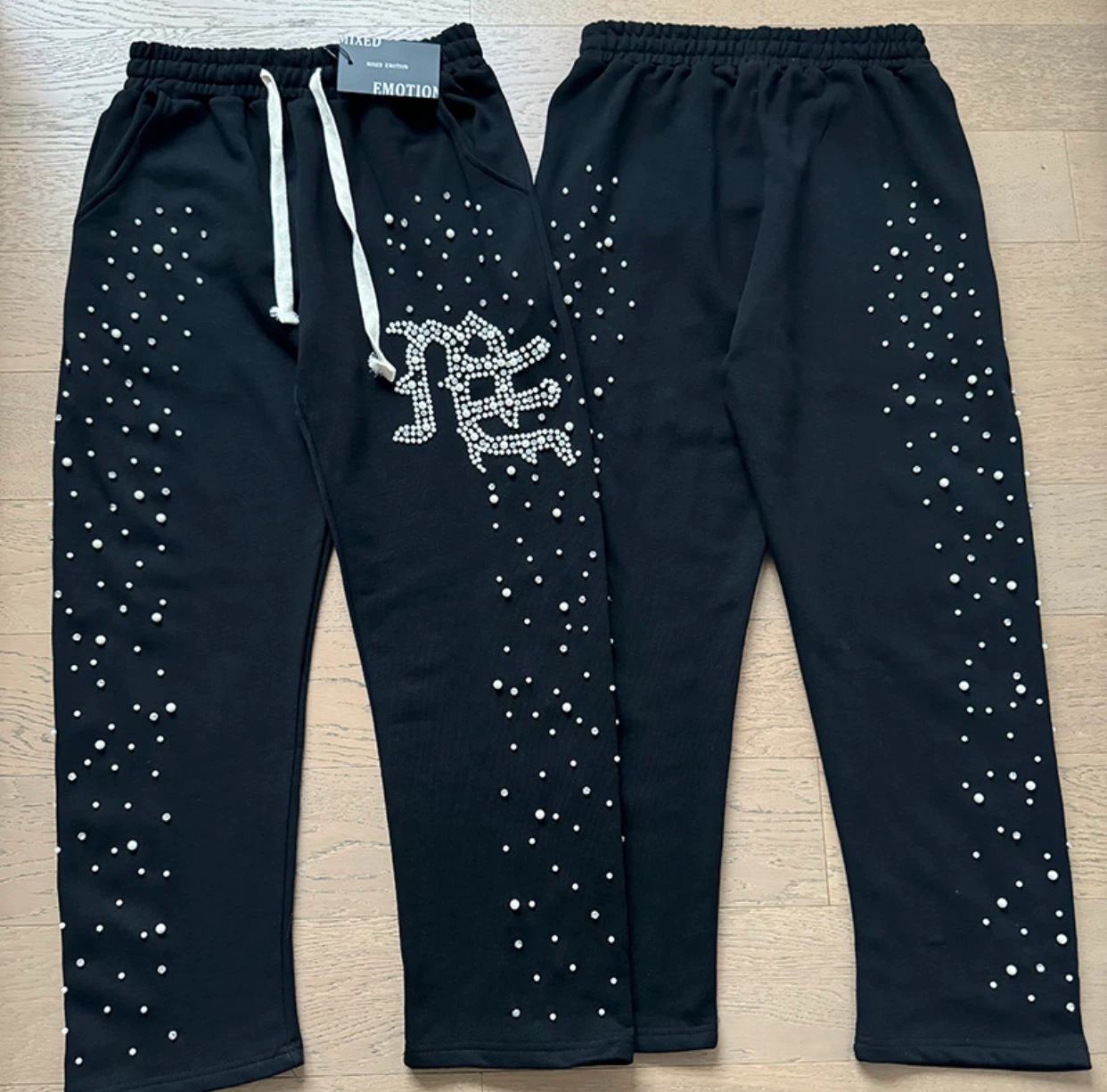 Black Rhinestone Hoodie and Sweatpants Set