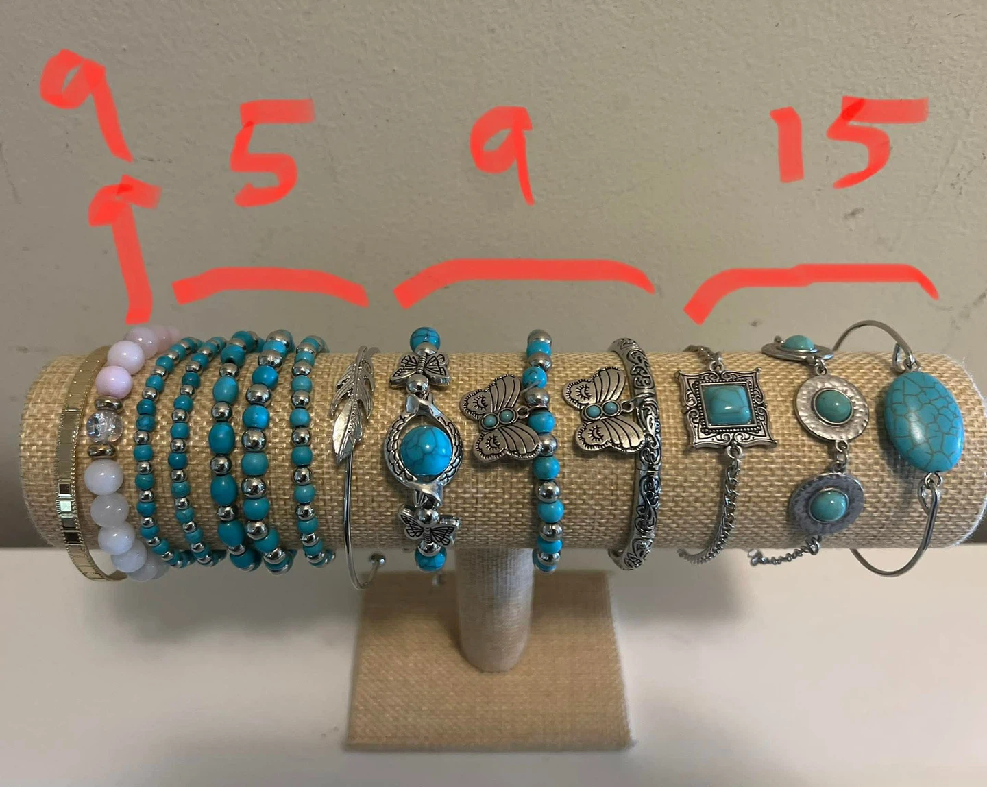 Turquoise & Silver-Toned Bracelets (price of each item)