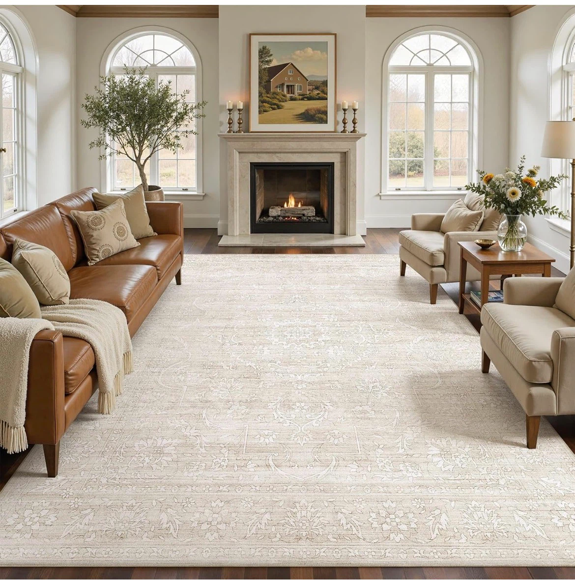 Beige White Area Rug - 10' x 14' - photo 5