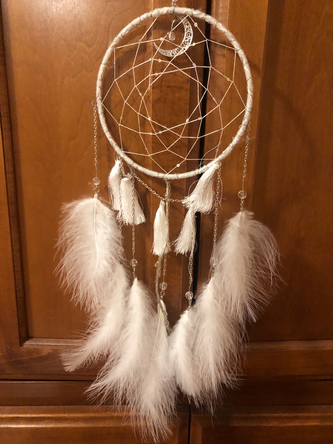 White dreamcatcher with white feathers - photo 2
