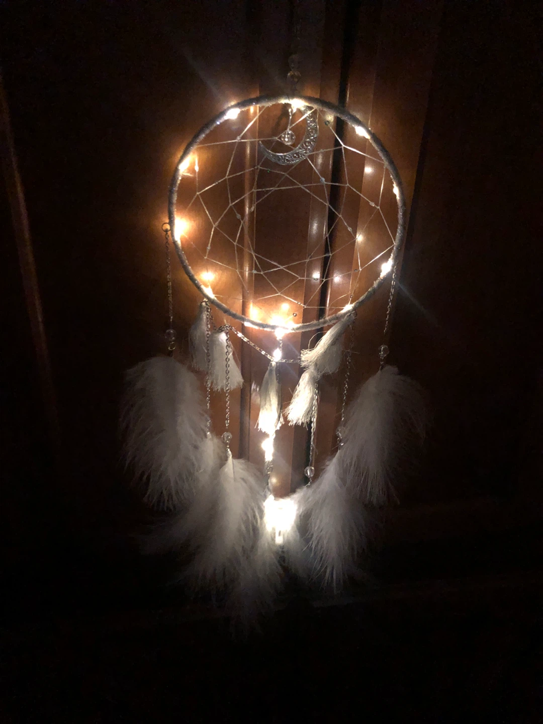 White dreamcatcher with white feathers - photo 3