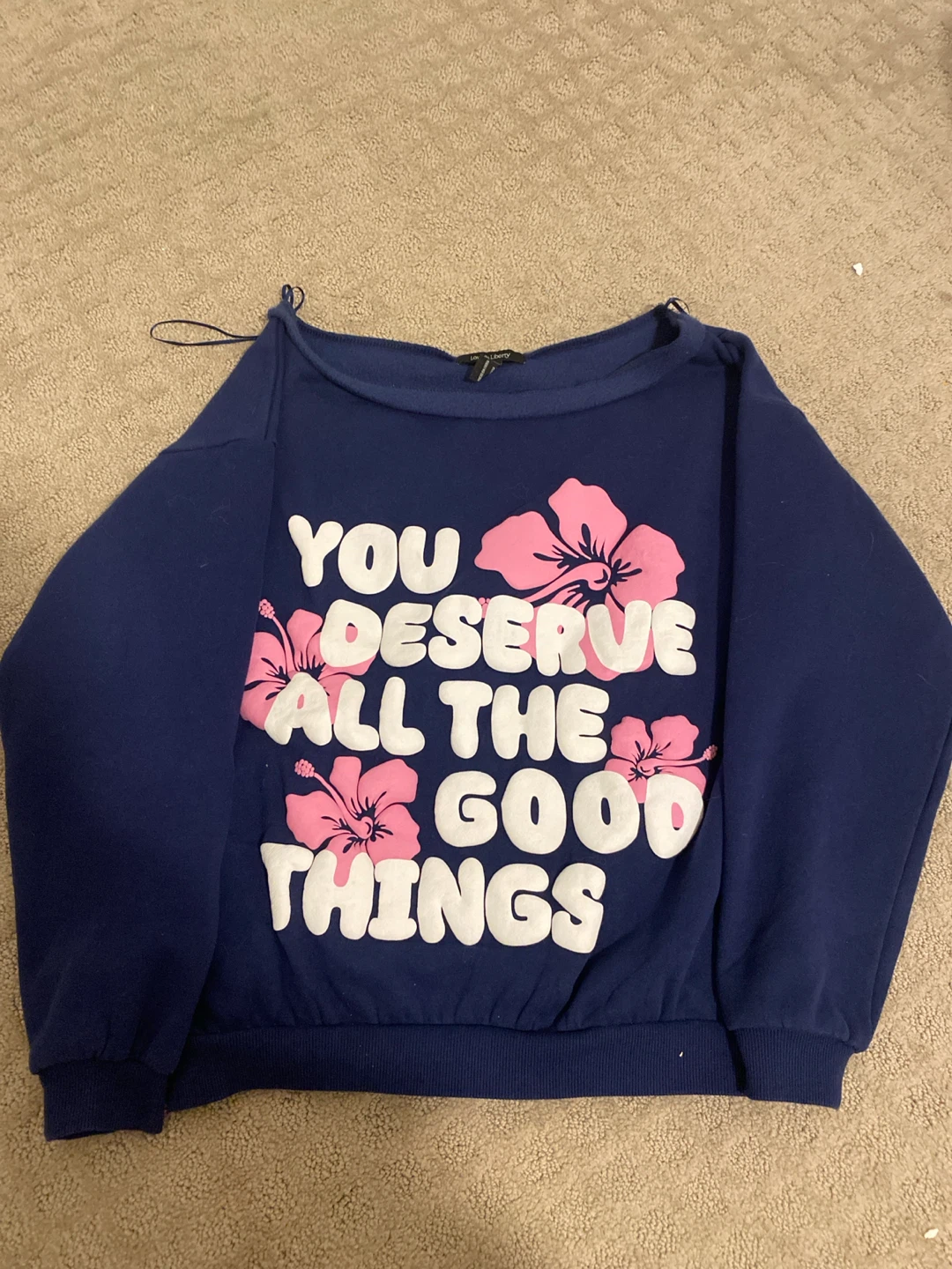 Love & Liberty Navy Blue off the shoulder sweater