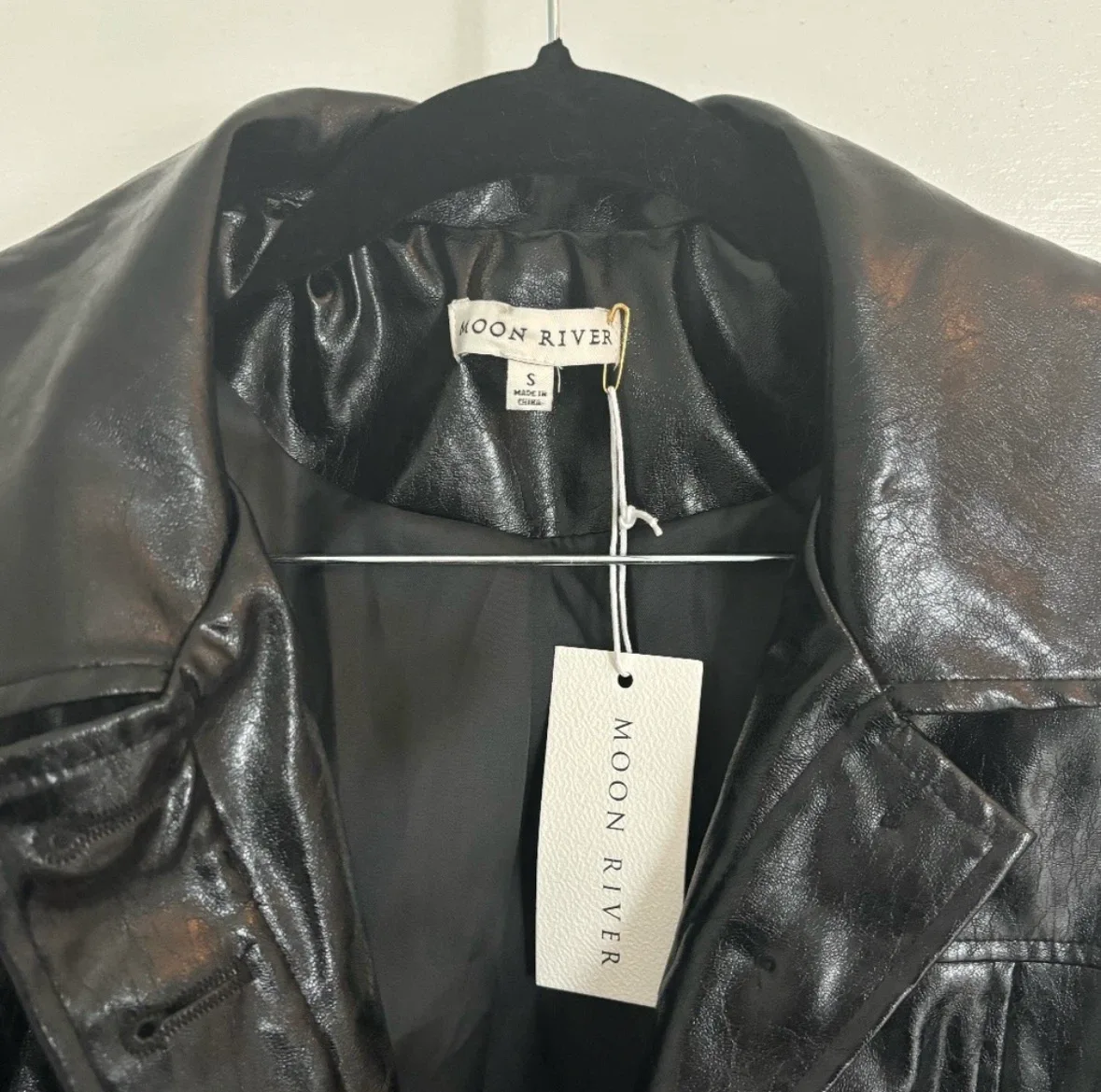 Moon River Black Vegan Leather Trench - photo 2