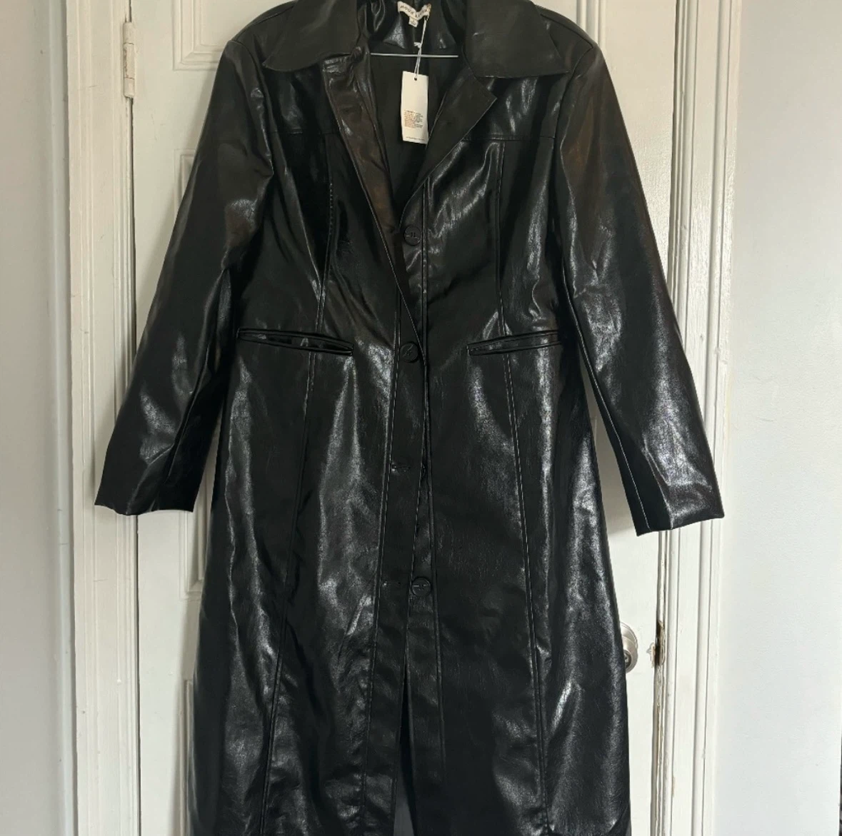 Moon River Black Vegan Leather Trench - photo 3