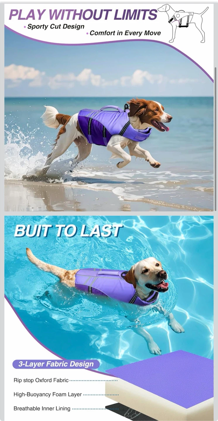 NEW With Tags Vivaglory Dog Life Jacket. SIZE MEDIUM
